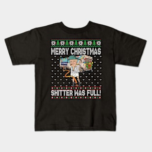 Trump Merry Christmas Shitter's Full, Trump Christmas, Funny Trumpmas Kids T-Shirt